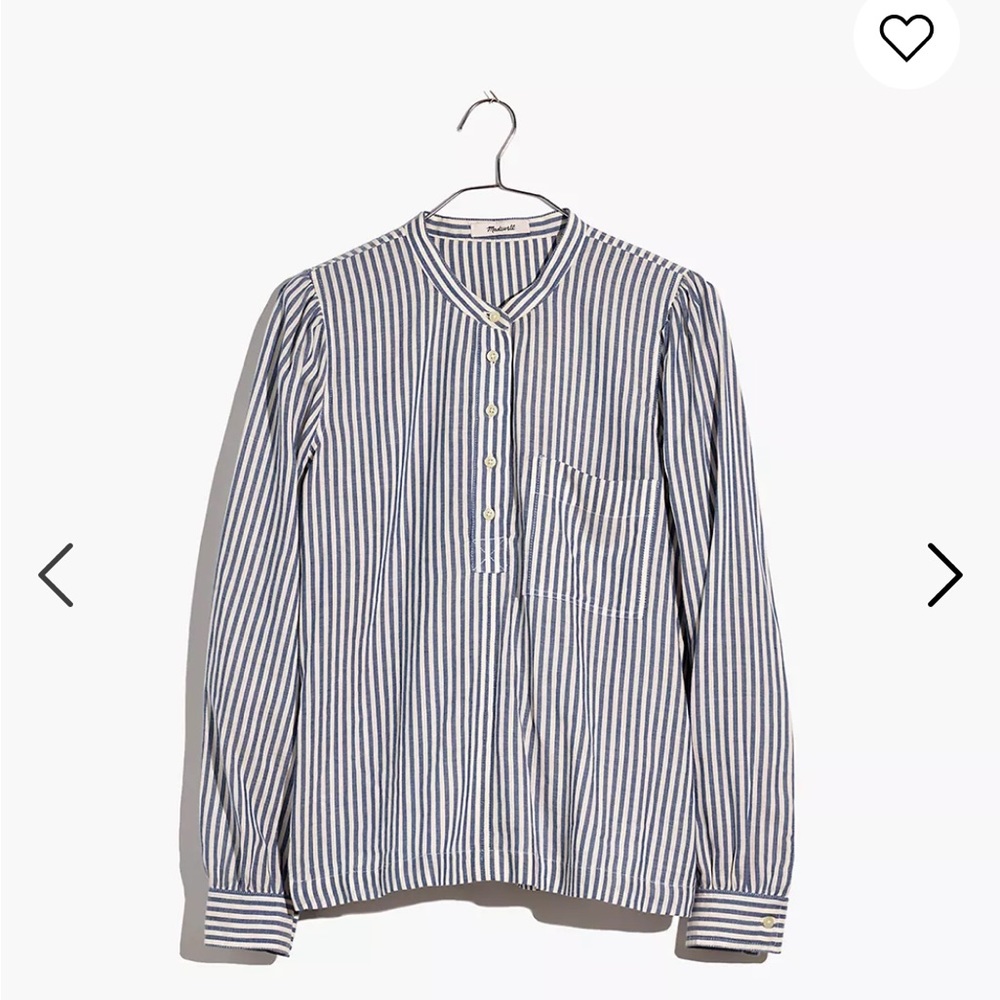 🆕 Puff-Sleeve Popover Shirt in Railroad Stripe